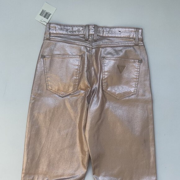 Guess Women’s 1981 High Rise Skinny Jeans Foil Gold Metallic Size 25 - Picture 7 of 8